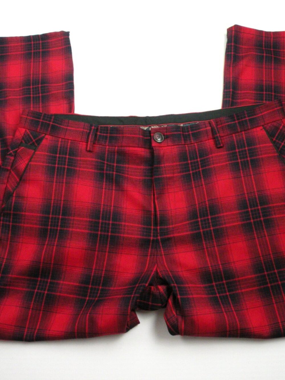 Worn Once Suslo Couture mens red plaid pants 40 X 30
